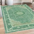 thumbnail image 1 of Vintage Decorative Rug, Oriental Design Curlicue Swirly Motives with Retro Details Victorian Art, Quality Carpet for Bedroom Dorm and Living Room, 6 Sizes, Emerald and Teal, by Ambesonne, 1 of 4