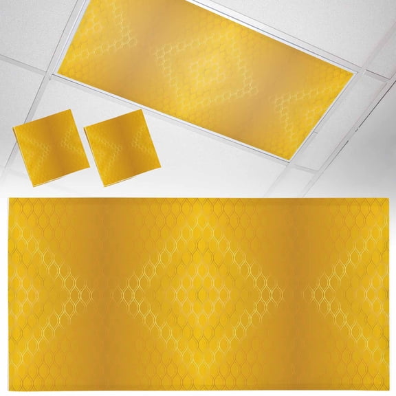 2 Pack Yellow Gradient Fluorescent Light Covers for Ceiling Lights Simple Line Modern Abstract Magnetic Ceiling Light Covers Overhead Light Filters for Office Classroom Home