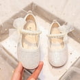 thumbnail image 2 of Huowey Baby Girls Sandals Shoes Fashion Simple Cute Versatile Pearl Bow Decoration Flat Bottom Hook Loop Comfortable Shoes Versatile Footwear, 9.5-10 Years, 2 of 9