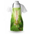 thumbnail image 3 of Nursery Apron Magic Fairy Girl with Floral Hairstyle in Green Forest Pink Butterflies, Unisex Kitchen Bib Apron with Adjustable Neck for Cooking Baking Gardening, Green Pale Pink Brown, by Ambesonne, 3 of 3