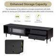 thumbnail image 5 of Euroco TV Stand for 75 inch Media Console with Sliding Glass Doors, Wood TV Console Entertainment Center for LIving Room, Black, 5 of 8