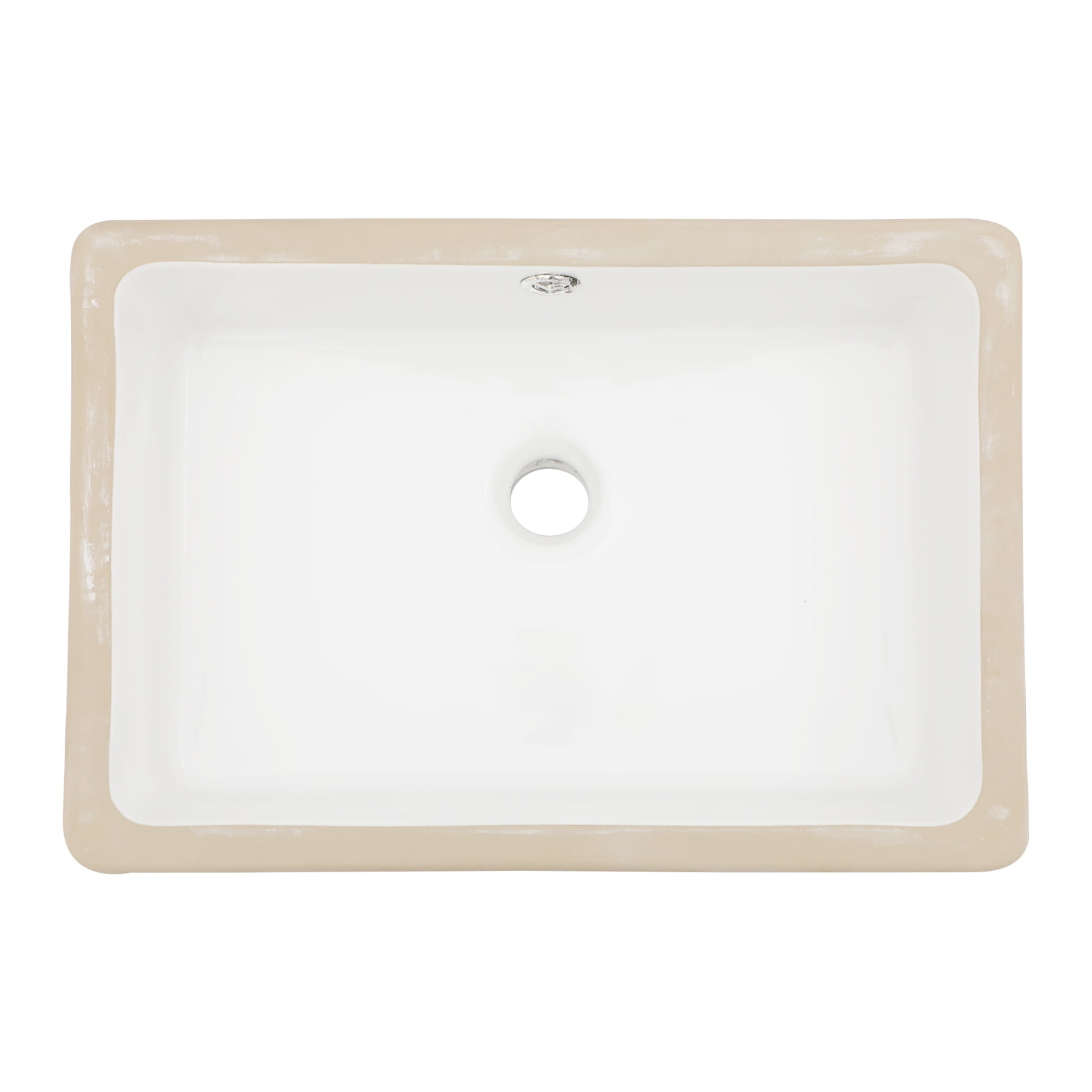 18"x12"×8.25" White Ceramic Rectangular Undermount Bathroom Sink with Overflow