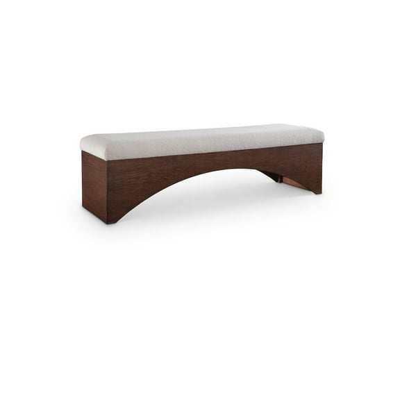Meridian Furniture Lawson Beige Velour Fur Fabric Bench