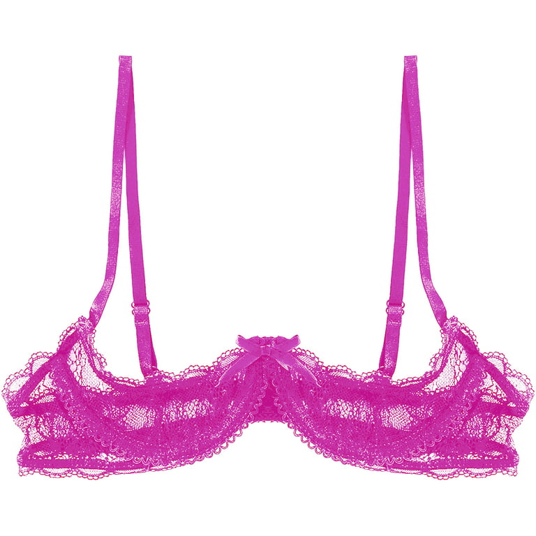 1004 Racerback Wireless Lace Bralette - Hot Pink – Purple Cactus Lingerie