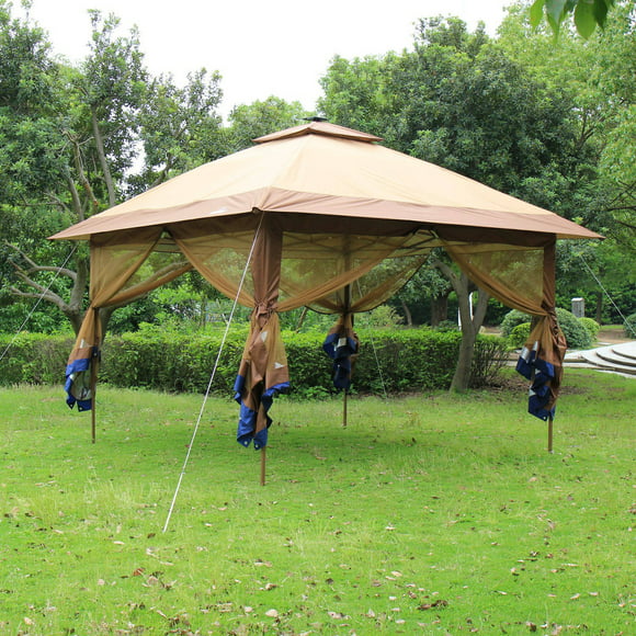 Suntime ST-1 Fully-Enclosed Canopy Instant-Popup Gazebo with Solar-Powdered LED Lights and Mesh Insect Screen