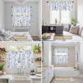 thumbnail image 6 of Blue White Spring Floral Kitchen Curtains Sets for Windows 36 Inch Length, Summer Botanical Birds Rod Pocket Window Treatments Tier Curtains and Valances Set for Bedroom/Bathroom, 6 of 8