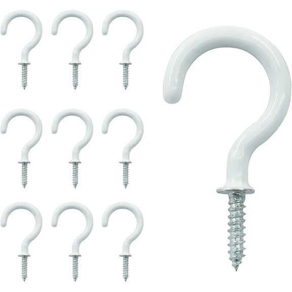 Minzimin 24 Pack Vinyl & Steel Screw-in Hooks, Multi-Function Wall & Ceiling Hooks for Indoors & Outdoors