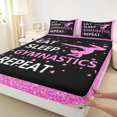 thumbnail image 3 of jejeloiu Gymnastics Girls Full Size Sheets,Glitter Heart Print Bed Sheets,Pink Black Sheet Sets For Child,Microfiber Bedroom Decor,4pcs, 3 of 7