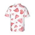 thumbnail image 3 of Daiia Pink Hearts Hawaiian Shirt for Men Gentle Cotton Regular Short Sleeve Casual-X-Large, 3 of 9