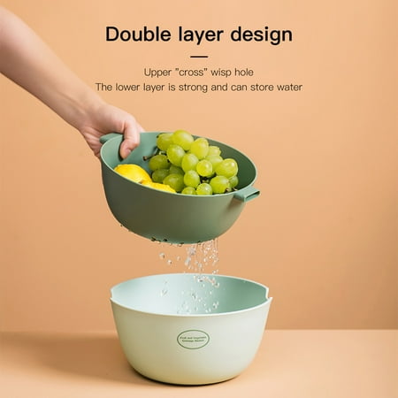 

GROFRY 1 Set Cross-shaped Holes Washing Strainer Anti-slip Feet PP Vegetable Cleaning Draining Bowl Kitchen Tools
