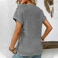 thumbnail image 5 of yillto Womens Short Sleeve Sweater Spring Summer 2025 V Neck Striped Pullover Cap Sleeve Knit Tops, 5 of 5