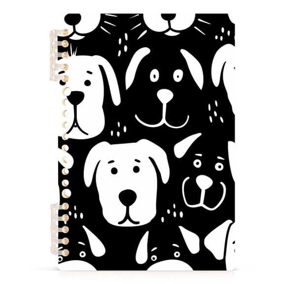 Black White Dog Face Notebooks 1-subject Journal 60 Sheets A5 College Ruled Paper Detachable Ring 8.3"x5.7"