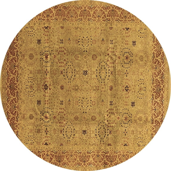 Ahgly Company Indoor Round Oriental Brown Industrial Area Rugs, 8' Round