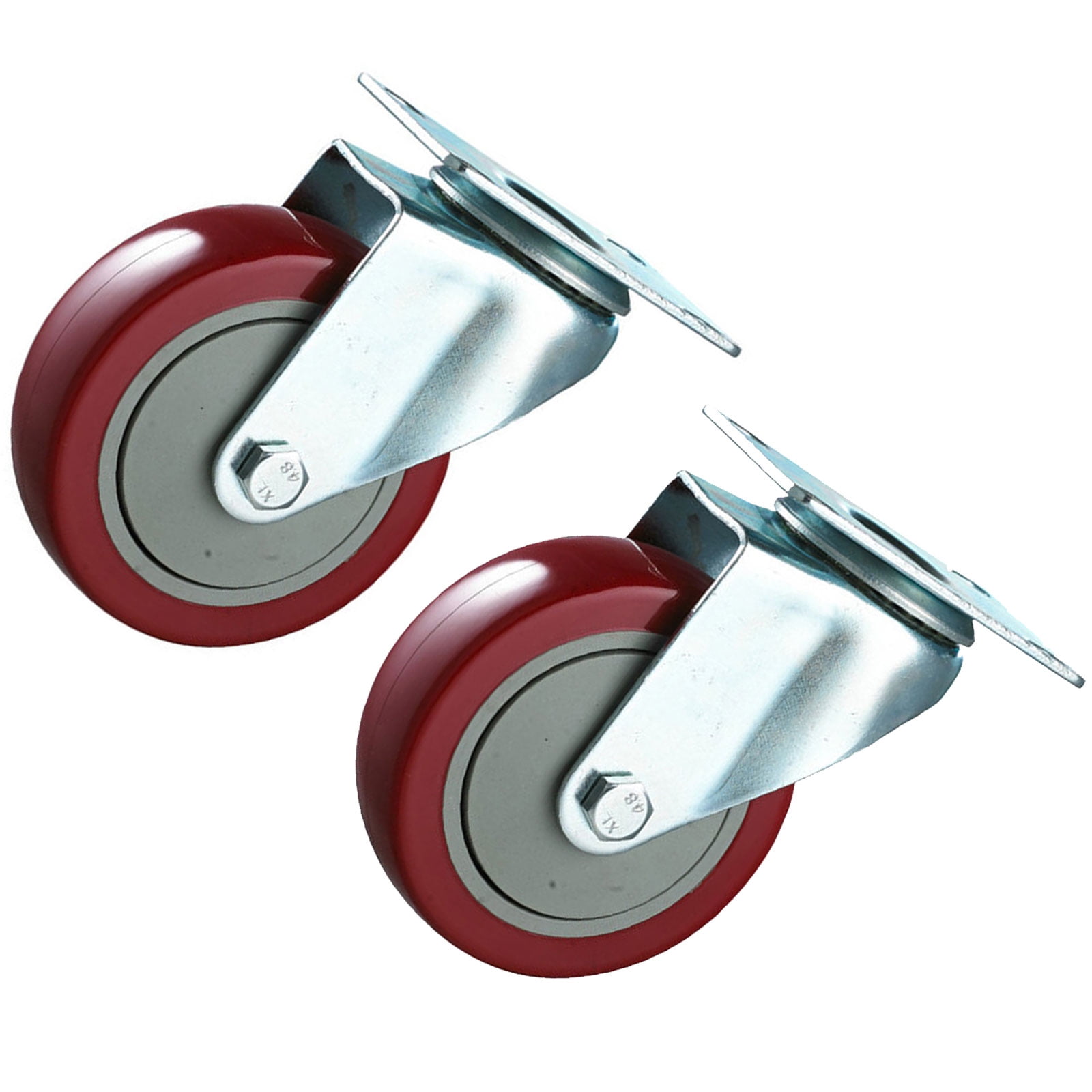 Toyandona Red Tpr Swivel Caster Wheels 360 Degree Silent Heavy Duty for Furniture 2Pcs
