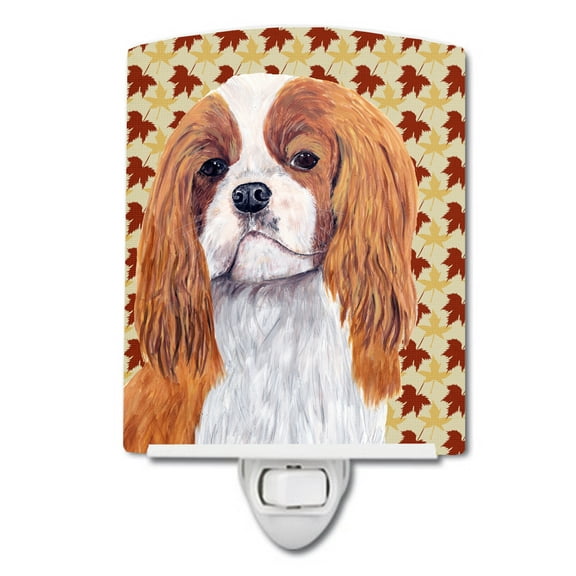 Caroline's Treasures SC9232CNL Cavalier Spaniel Fall Leaves Portrait Ceramic Night Light, 6x4x3", multicolor