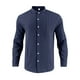 thumbnail image 2 of pstuiky camisas de hombre de manga larga, Blusa/camiseta informal a rayas de manga larga con cuello alto y botones para hombre salir tops s, 2 of 7