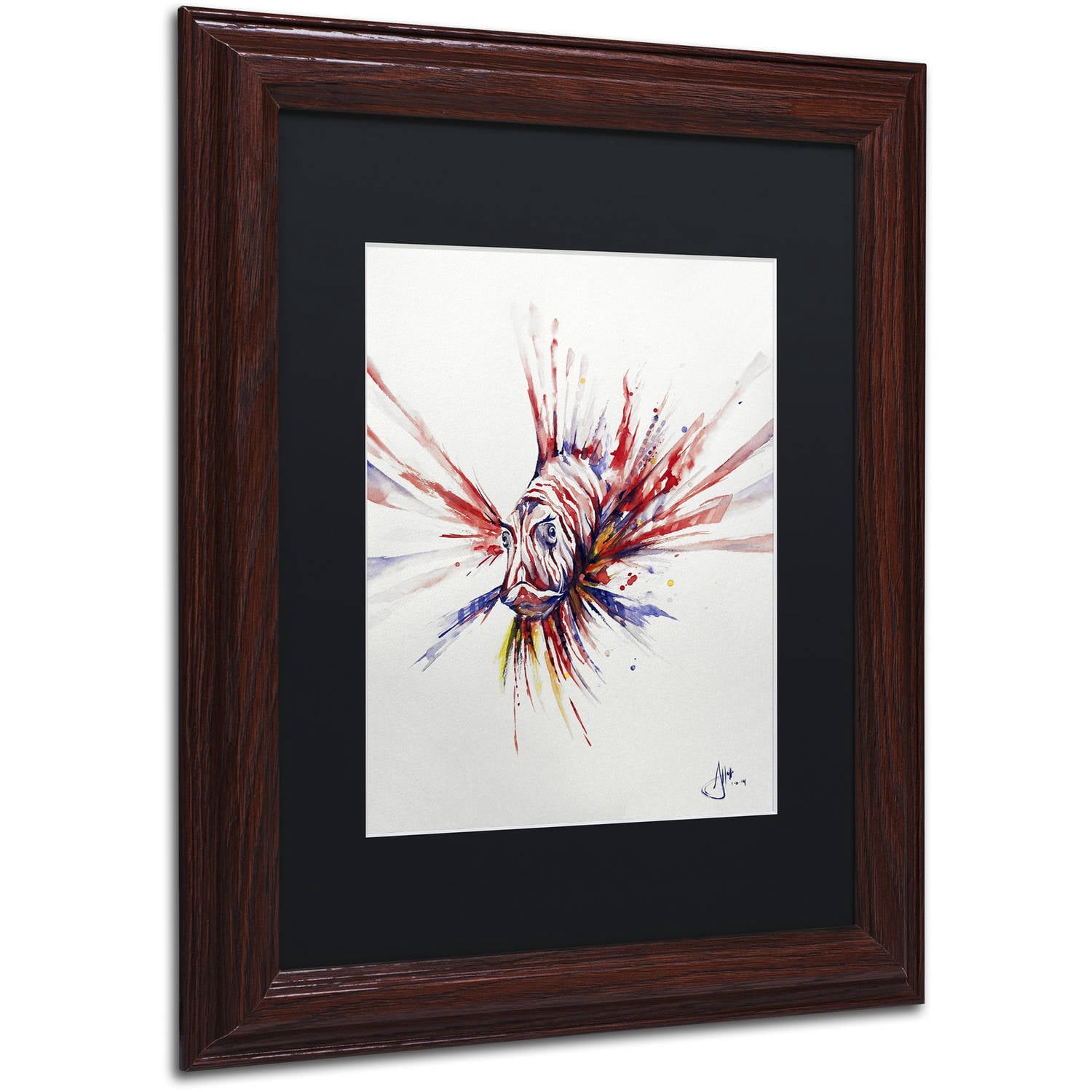Trademark Fine Art 'Pterois' Canvas Art by Marc Allante, Black Matte, Wood Frame