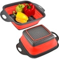 thumbnail image 1 of Colador Cuadrado Plegable con Asas - Rojo Coladores de Cocina Cuadrados de Silicona con Asas de Plástico Colador de Cocina Plegable Perfecto para Escurrir Pasta Verduras y Frutas Rojo, 1 of 9
