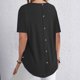 thumbnail image 4 of mfyjkho Tops Para Salir, Camiseta De Mujer De Color Liso Con Botones En La Espalda Y Cuello Redondo. Camiseta De Manga Corta Con Cuello Redondo. Tops Para Hacer Ejercicio Para Mujer S, 4 of 7