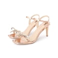 thumbnail image 3 of BLISSFUL STEP Crystal Ankle Strap Heels Square Toe Stiletto Heel Sandals for Women Champagne Gold(Size 6), 3 of 7