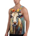 thumbnail image 2 of Lsque Oil Painting Flower Cow Pattern Mens Tank Tops Muscle Athletic Quick Dry Sleeveless Workout Fitness T Shirts Beach Tank Top, Loose-fit Sleeveless Shirt for Men-Medium, 2 of 7