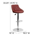 thumbnail image 6 of Flash Furniture Dale Contemporary Burgundy Vinyl Bucket Seat Adjustable Height Barstool with Diamond Pattern Back and Chrome Base, 6 of 12