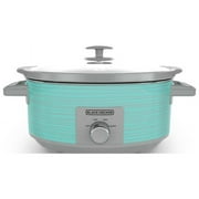 BLACK+DECKER 7-Quart Slow Cooker, SC2007D, Lid Holder, 3 Heat Settings, Extra Large Handles, Dishwasher Safe, Teal