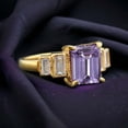 thumbnail image 2 of Emerald Cut Amethyst Wedding Ring Baguette Shape Diamond Promise Ring Bezel Set Jewelry Yellow Gold Women Ring Personalized Gift for Girls, 2 of 2