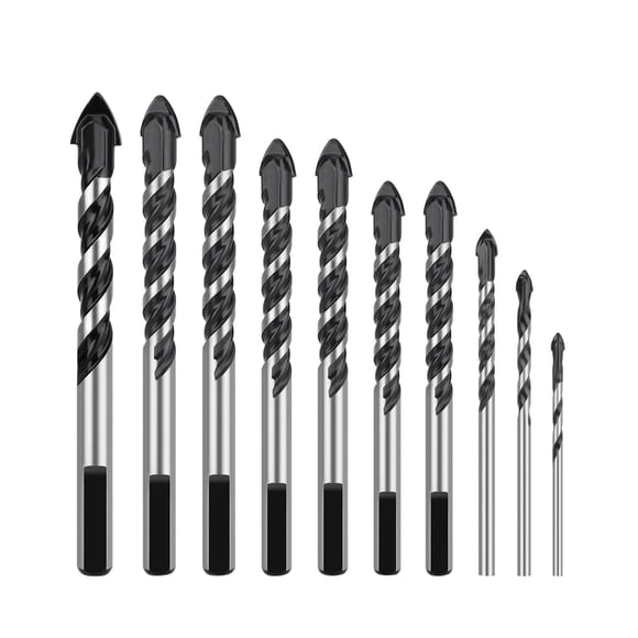 10pcs Cemented Carbide Drill Bits Wear-Resistant, Anti-Rust for Masonry, Glass, and Hard Plastics Drilling