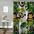 thumbnail image 2 of Orinice Fabric Shower Curtain,Tropical Jungle Animals Monkey Cartoon Forest Green Leaves Banana Tree Funny Polyester Designer Cloth, Print Decorative Bathroom Curtains Include Hooks Set 36x72, 2 of 7