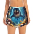 thumbnail image 4 of Lsque Colorful Underwater Shark Printed Women's Running Shorts with Liner Pockets,Elastic Quick Dry Workout Athletic Gym Yoga Shorts,Womens High Waist Shorts-Large, 4 of 9