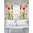 thumbnail image 5 of Spring Floral Sheer Curtains 54 Inch Length 2 Panels Set for Living Room/Bedroom, Elegant Tulip Butterfly Botanical Summer Semi Curtain Sheers Drapes Rod Pocket Curtains Window Treatment 52''x54''x2, 5 of 7