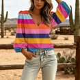 thumbnail image 4 of Lnmiateer Print V Neck Long Sleeve Tunic for Women Loose Fit Breathable Casual Trendy Streetwear Fashion Daily Blouse, 4 of 6