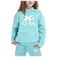 thumbnail image 1 of FhsagQ Outfits for Girls Children's Hoodie Set with Bow Print Girl Spring Outfits Size 6/6X Spring Mint Green 10-11Years, 1 of 4