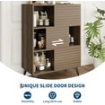 thumbnail image 5 of Senfot Modern Accent Cabinet with Doors and 3-Tier Storage Cabinet, Wooden Buffet Display Stand with Strong Legs for Dining Room,Kitchen, Living Room, Hallway,Brown, 5 of 9
