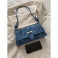 thumbnail image 7 of Women's Blue Suede Shoulder Bag, Retro Underarm Purse with Knot Strap, Flap Closure Handbag, Casual Evening Tote for Daily Use, 7 of 7