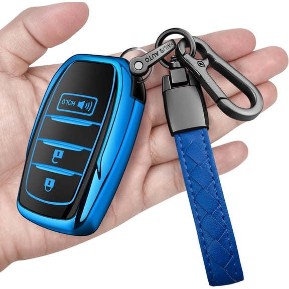 Key Fob Cover Compatible with Toyota Camry 4Runner Venza Land Cruiser Tacoma Grand Highlander Corolla bZ4X Keychain Case Holder Protector,Blue,3 Buttons