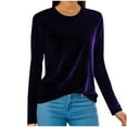 thumbnail image 2 of Womens Plus Size Velvet Tops Crewneck Long Sleeve Casual Pullover for Women Soft Warm Shirts Comfy Velour Blouses Tops, 2 of 6