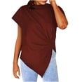 thumbnail image 1 of Blusa irregular sólida de manga corta con cuello redondo a la moda para mujer Fridja hjk4013, 1 of 6