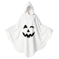 thumbnail image 3 of siminsem Halloween Spooky Ghost Poncho Cape Adult, White Hooded Pullover with Jagged Grin Face Print, Outfit Women Men Party Dress Up, Pink,90*160, 3 of 3