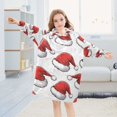 thumbnail image 5 of FORMRS Wearable Blanket Hoodie with Sleeves for Kids Cozy Flannel Sweatshirt, Red Santa Hats Pattern, 5 of 7