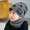 thumbnail image 2 of Fleece Contrast Colors Knitted Warm Winter Hats for Kid Hat+Scarf Two Piece Set, 2 of 9