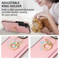 thumbnail image 2 of Mantto for Samsung S21 Wallet case with [360°Rotation Ring Kickstand]【RFID Blocking】 Credit Card Holder, PU Leather Phone case Cover Women Men for Samsung Galaxy S21, Pink, 2 of 9