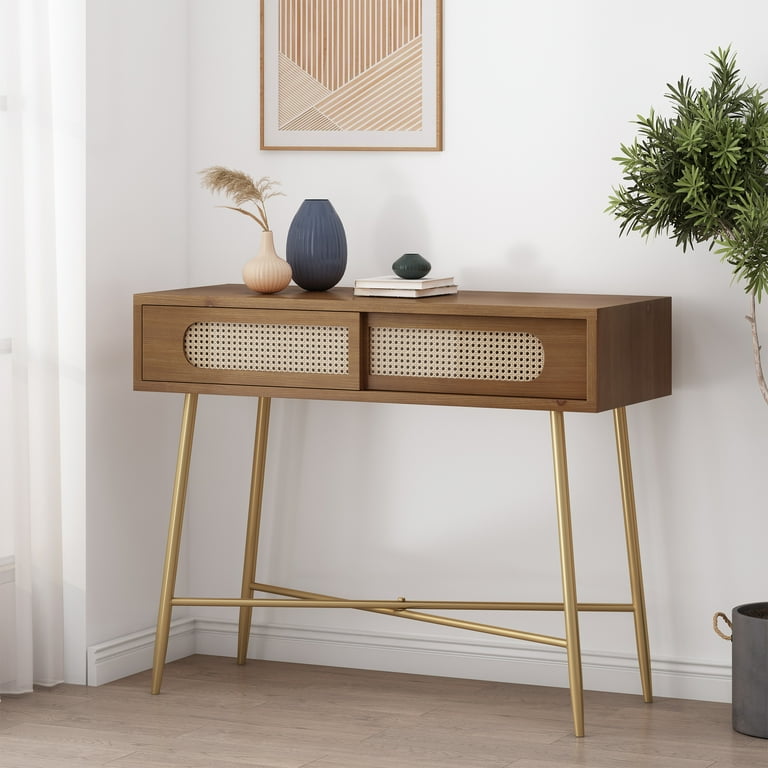 Walnut and 2024 gold console table
