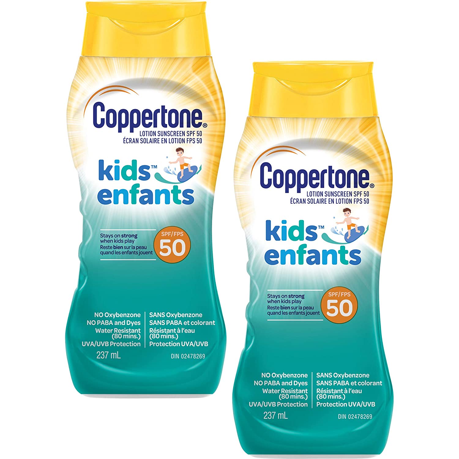 Coppertone Kids Lotion Sunscreen SPF 50, Water Resistant, UVB Protection, 8 Ounce (Pack of 2