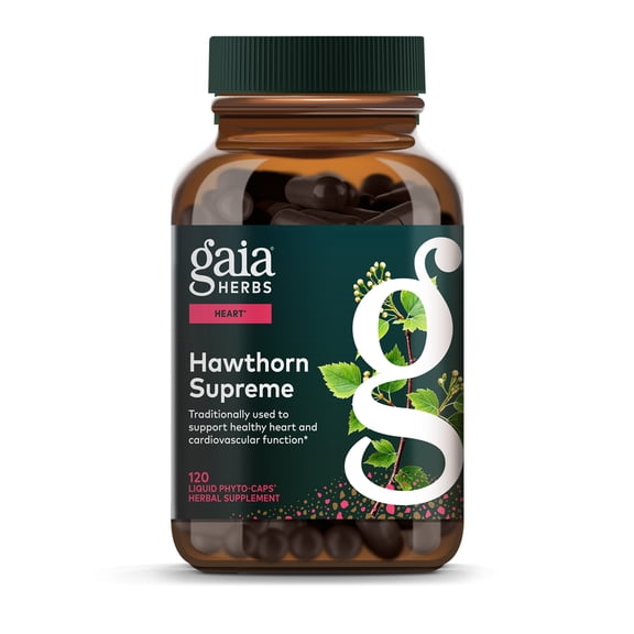 Gaia Herbs Hawthorn Supreme - Hawthorn Berry Supplement - With Herbs Traditionally Used to Support Heart Health* - 120 Vegan Liquid Phyto-Caps