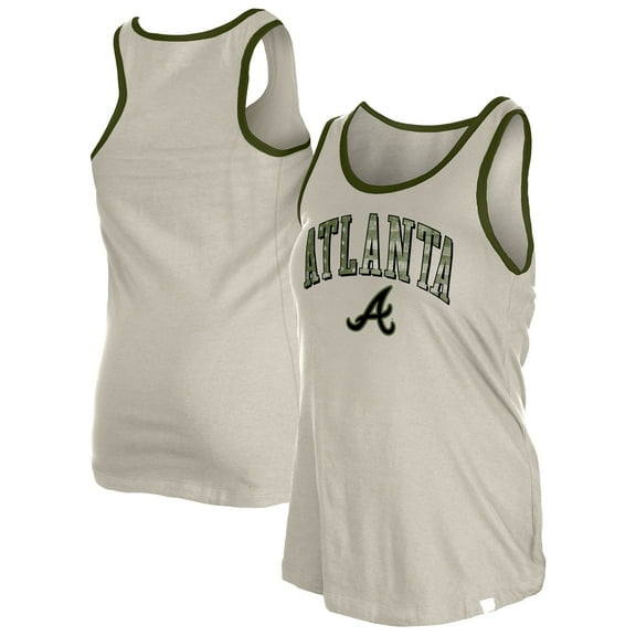 Women's-New Era  Cream Atlanta Braves Armed Forces Tank Top