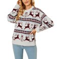 thumbnail image 1 of Pull de Noël pour Femmes Col Rond Blouse Mi-Longue Fermeture Extérieure Tricot Décontracté Moelleux Mode Pull Imprimé Cardigan Chaud, 1 of 5