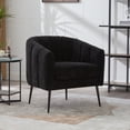 thumbnail image 2 of Jopath Accent Chair with Metal Legs,Channel Tufted Lounge Chair Single Sofa Round Leisure Armchair for Bedroom Living Room Reception Study Room Office Black, 2 of 9