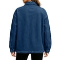 thumbnail image 4 of GUACER Denim Sweatshirts for Women Quarter Zip Oversized Long Sleeve Pullovers Jean Coats with Kangaroo Pocket, 4 of 7